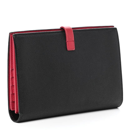 Celine Grained Calfskin Large Multifunction Strap Wallet Black Pink 3 of 10
