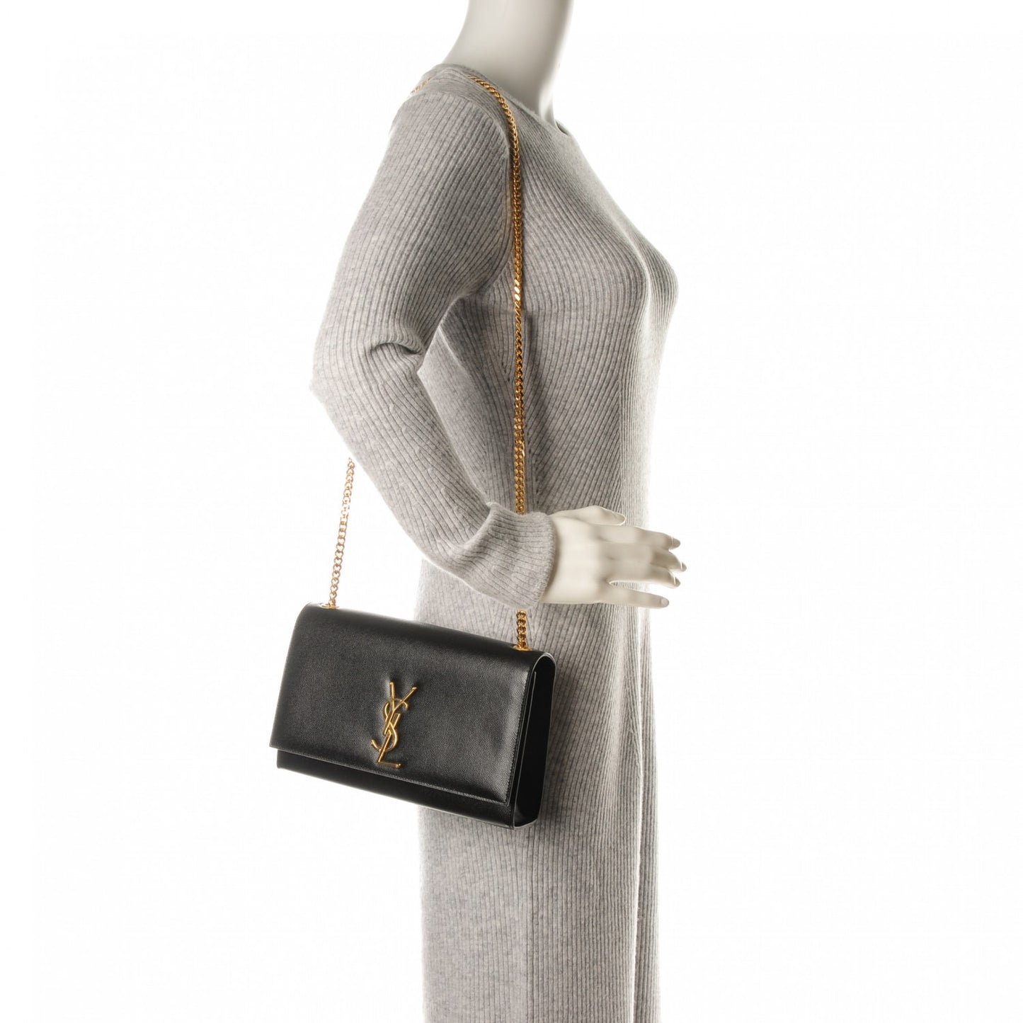 Grain De Poudre Medium Classic Monogram Kate Satchel Black