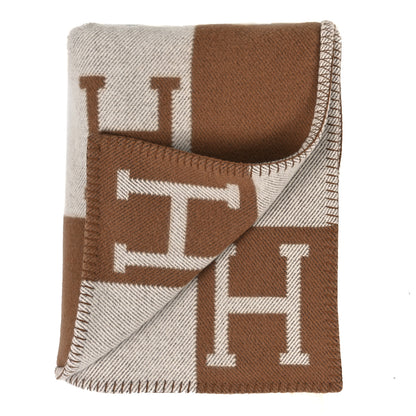 Hermes Wool Cashmere New Classic Avalon Blanket Ecru Camel 2 of 3