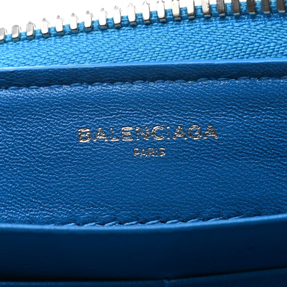 Balenciaga Striped Calfskin Essential Continental Zip Around Wallet Blue 6 of 7