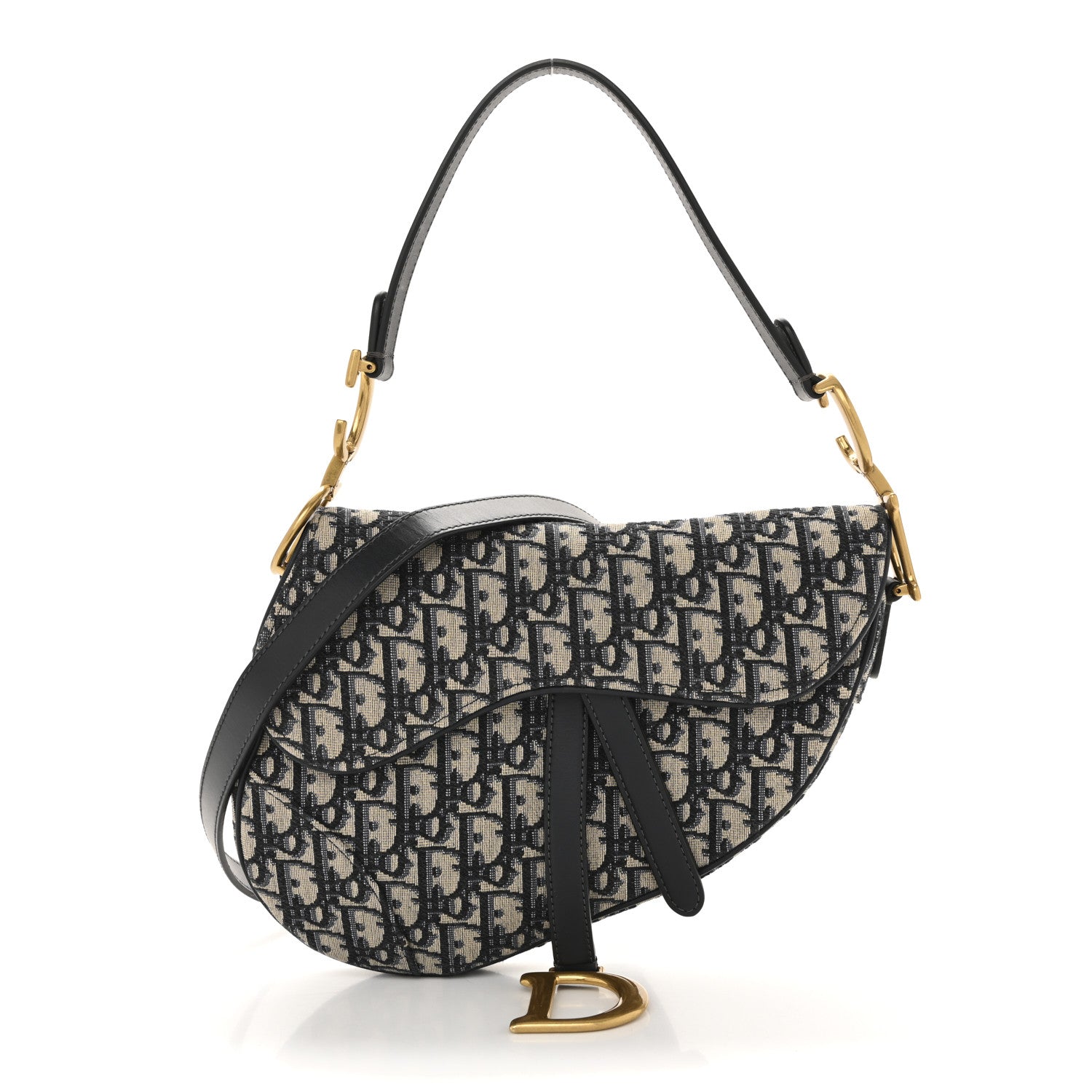 Christian Dior Oblique Saddle Bag With Strap Blue 1 of 11