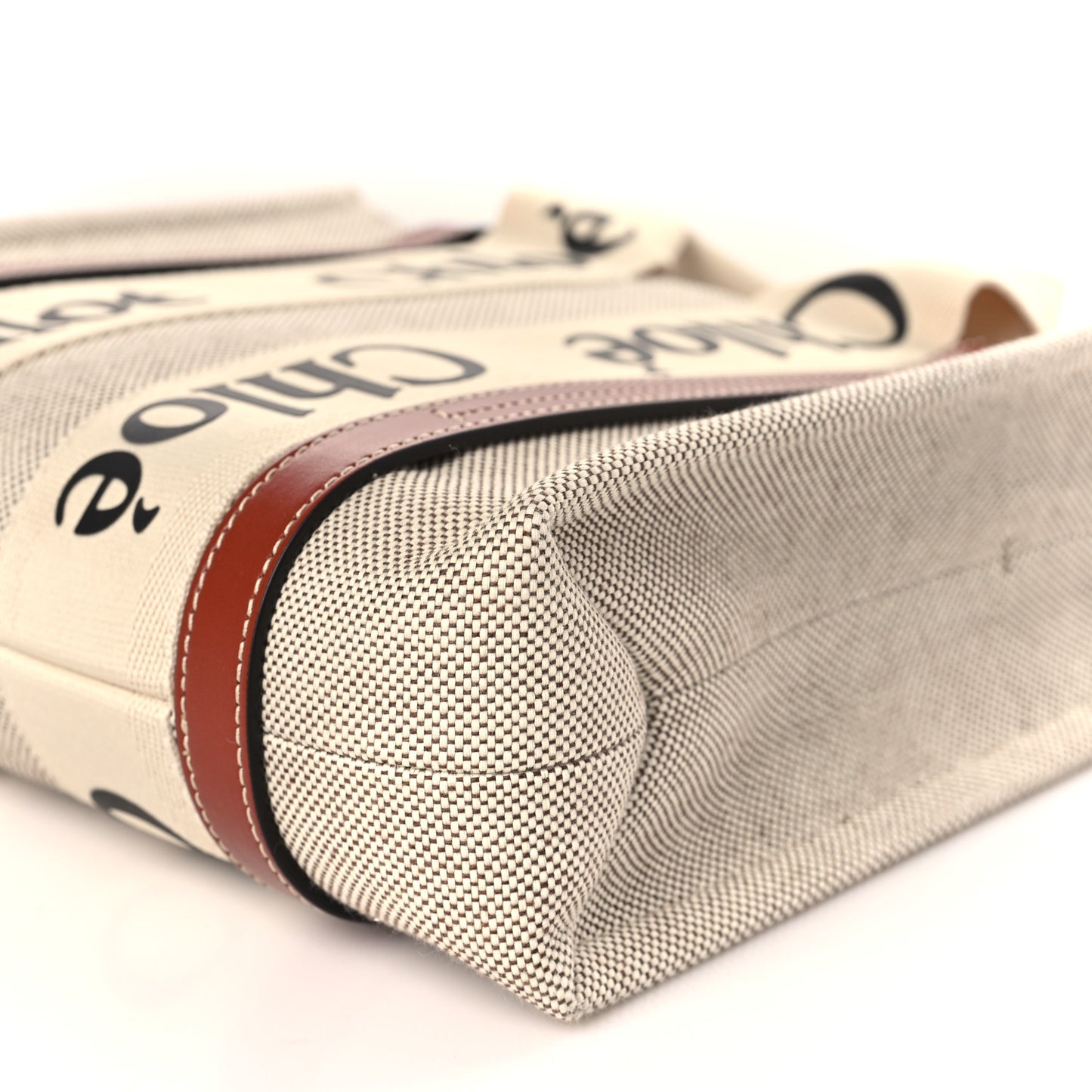 Cotton Calfskin Small Woody Ribbon Tote With Strap White Brown