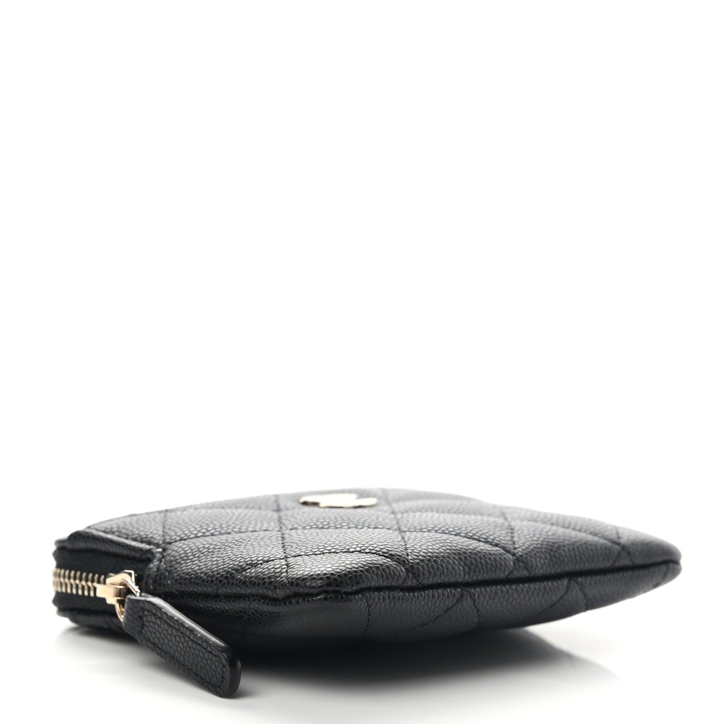 Caviar Quilted Zip Card Holder Wallet Black