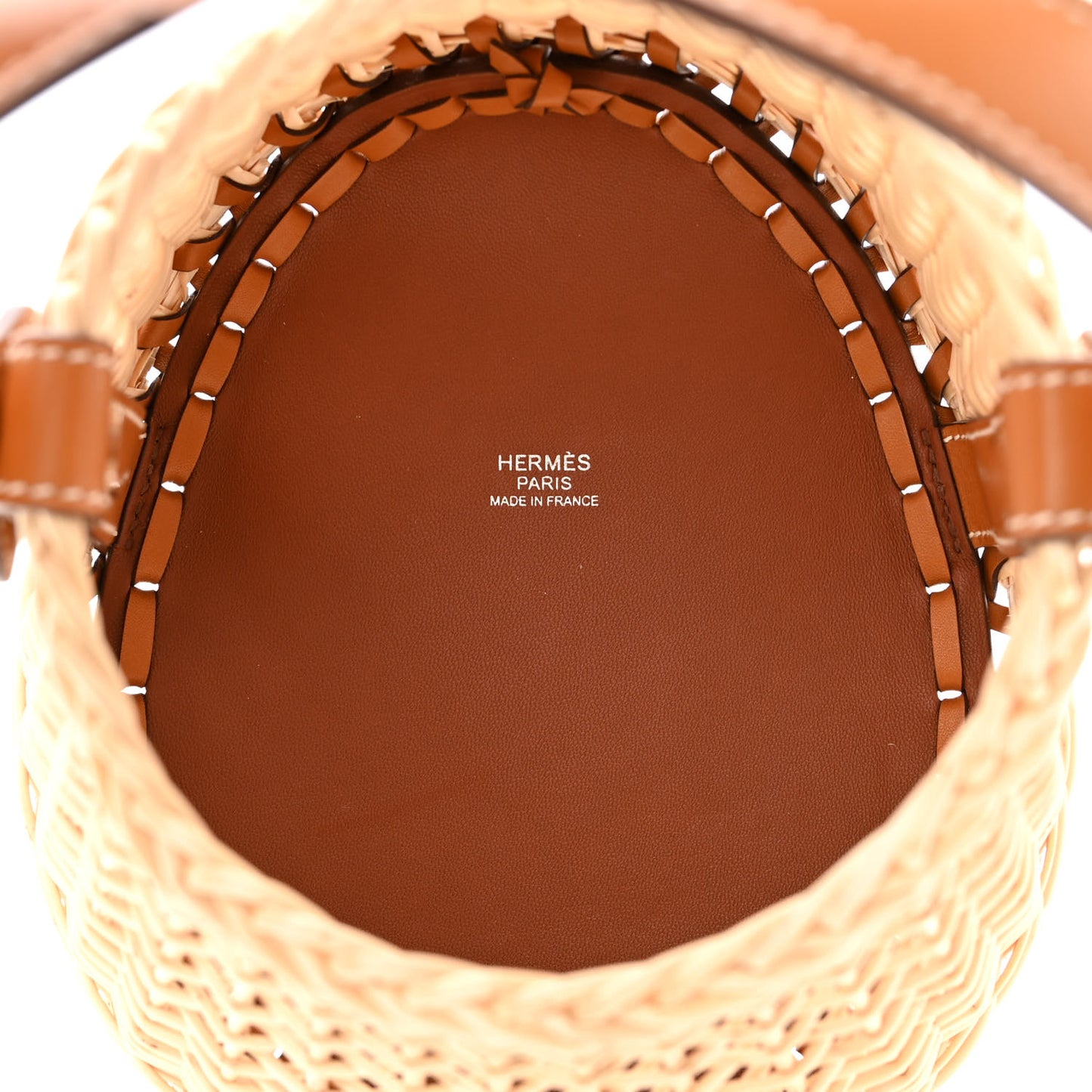 Butler Calfskin Wicker Sabot Picnic Bag Naturel Fauve
