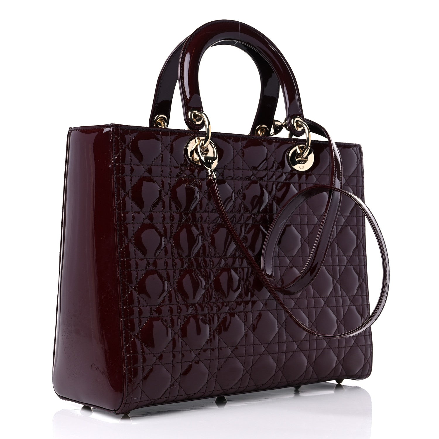 Christian Dior Patent Cannage Large Lady Dior Burgundy 2 of 12
