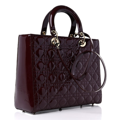 Christian Dior Patent Cannage Large Lady Dior Burgundy 2 of 12