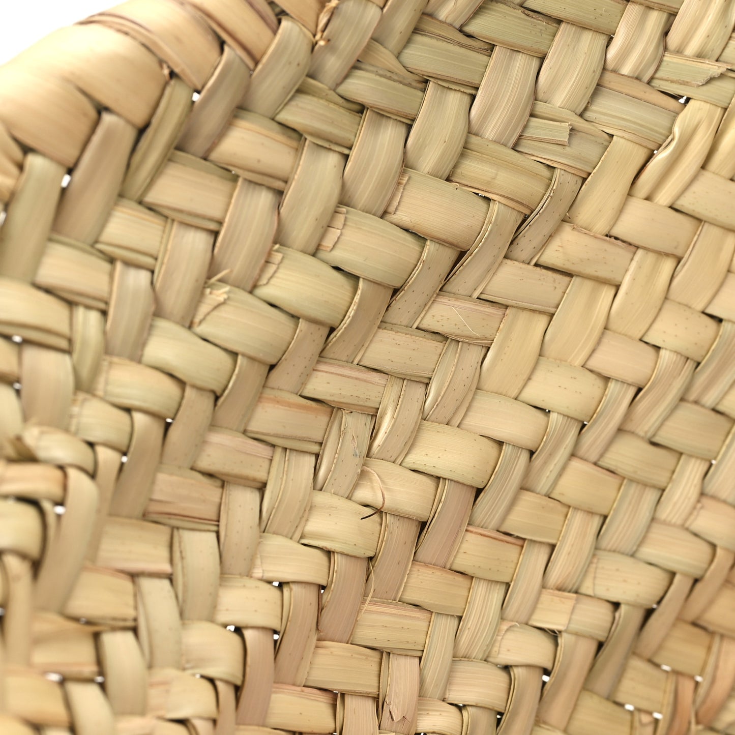 Palmitto Vitello Woven Braided Large Basket Tote Bag Naturale White