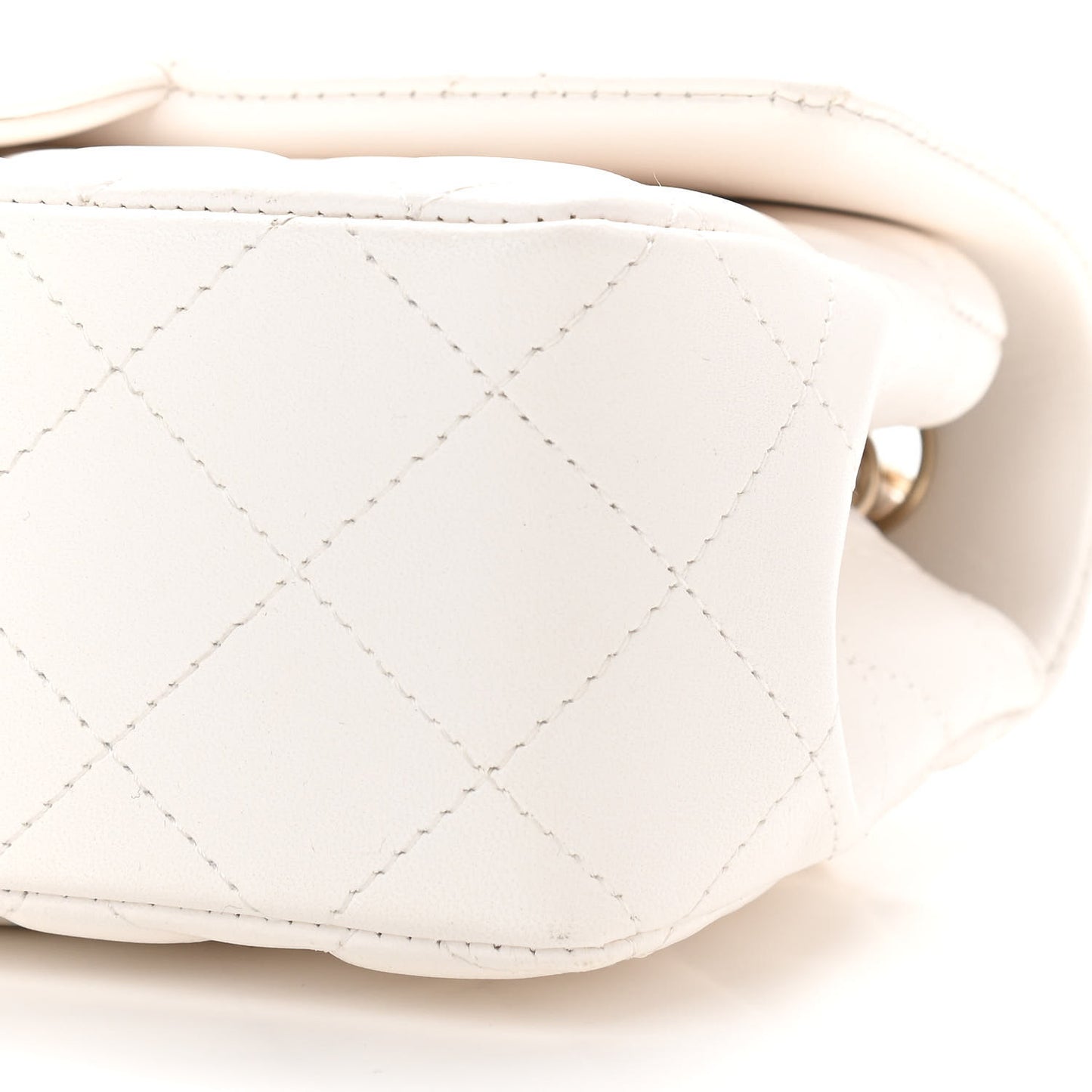 Lambskin Quilted Mini Rectangular Flap White