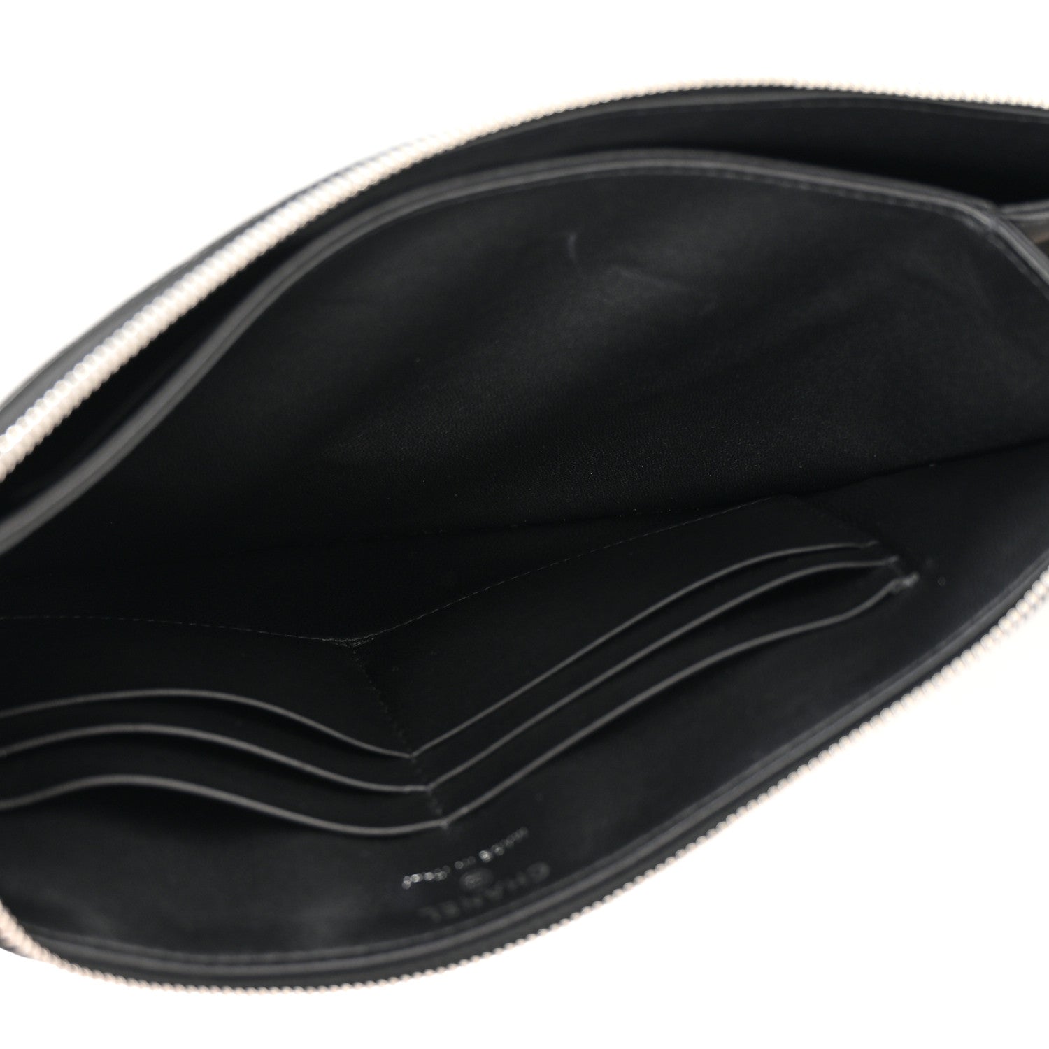 Chanel Metallic Lambskin Wave Clutch Black Silver 5 of 11