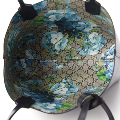 Gucci GG Supreme Monogram Blooms Small Reversible Tote Beige Blue Navy 13 of 16