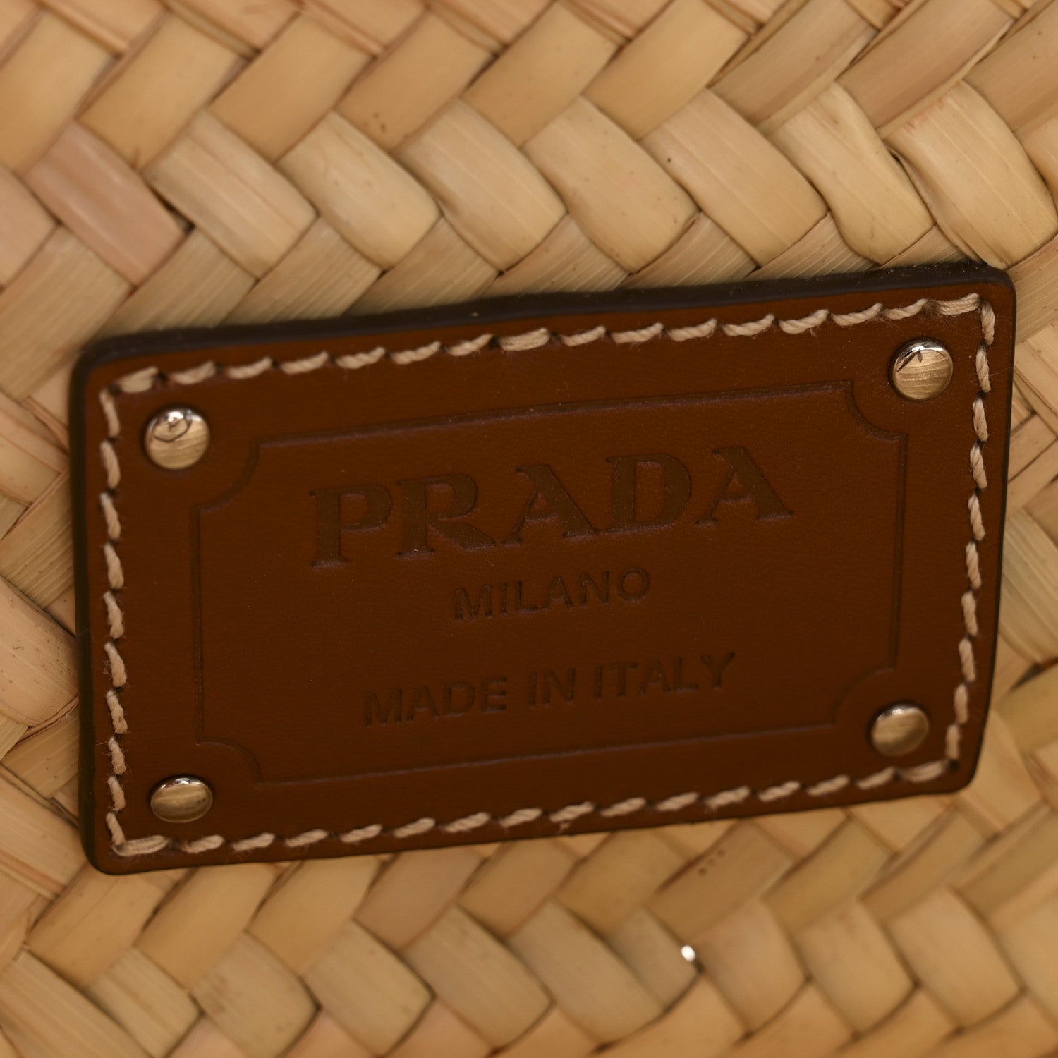 Prada Palmitto Vitello Woven Braided Large Basket Tote Bag Naturale Cognac 6 of 11