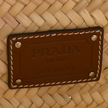 Prada Palmitto Vitello Woven Braided Large Basket Tote Bag Naturale Cognac 6 of 11