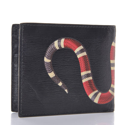 Gucci Shangai Calfskin Kingsnake Bi-Fold Wallet Black 3 of 7