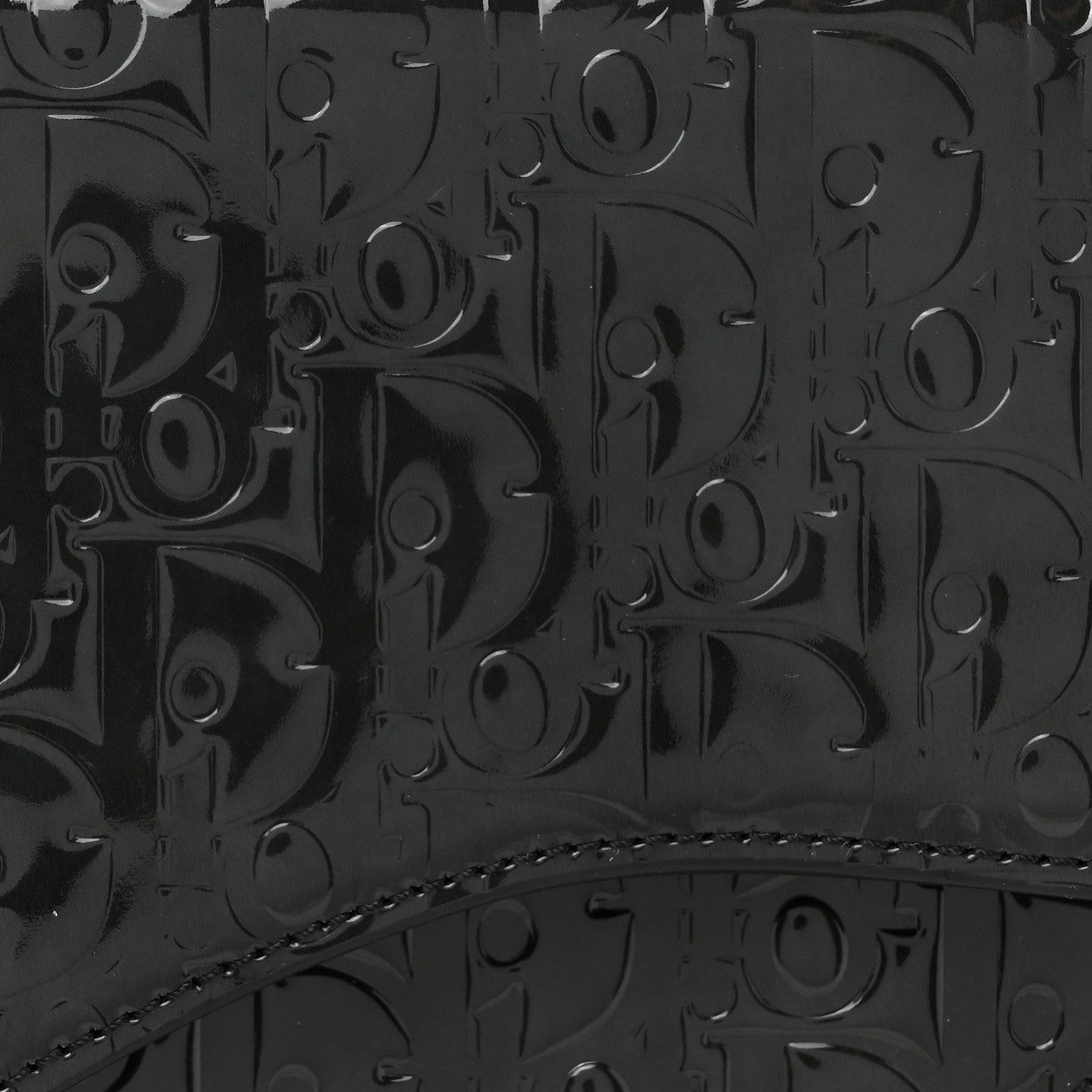 Christian Dior Patent Oblique Embossed Saddle Boxy Bag Black 8 of 10