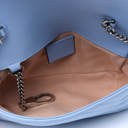 Gucci Calfskin Matelasse Super Mini GG Marmont Shoulder Bag Porcelain Light Blue 3 of 3