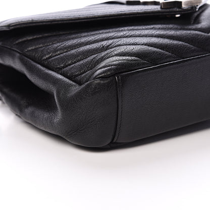 Saint Laurent Sheepskin Matelasse Chevron Monogram Medium College Bag Black 8 of 12