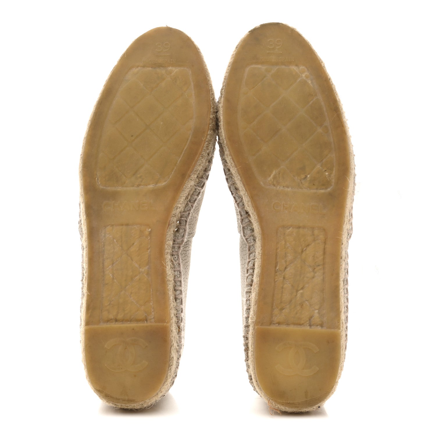 Chanel Crackled Calfskin Espadrilles 39 Light Beige Black 6 of 11