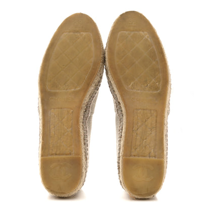 Chanel Crackled Calfskin Espadrilles 39 Light Beige Black 6 of 11