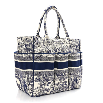 Christian Dior Canvas Embroidered Toile De Jouy Catherine Tote Blue 3 of 12
