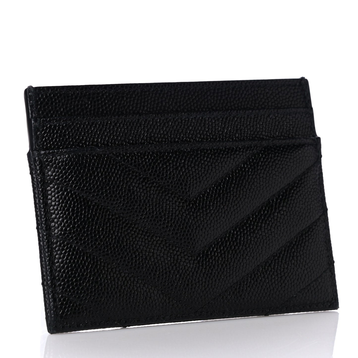 Grain De Poudre Matelasse Chevron Monogram Credit Card Case Black