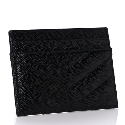 Saint Laurent Grain De Poudre Matelasse Chevron Monogram Credit Card Case Black 3 of 9