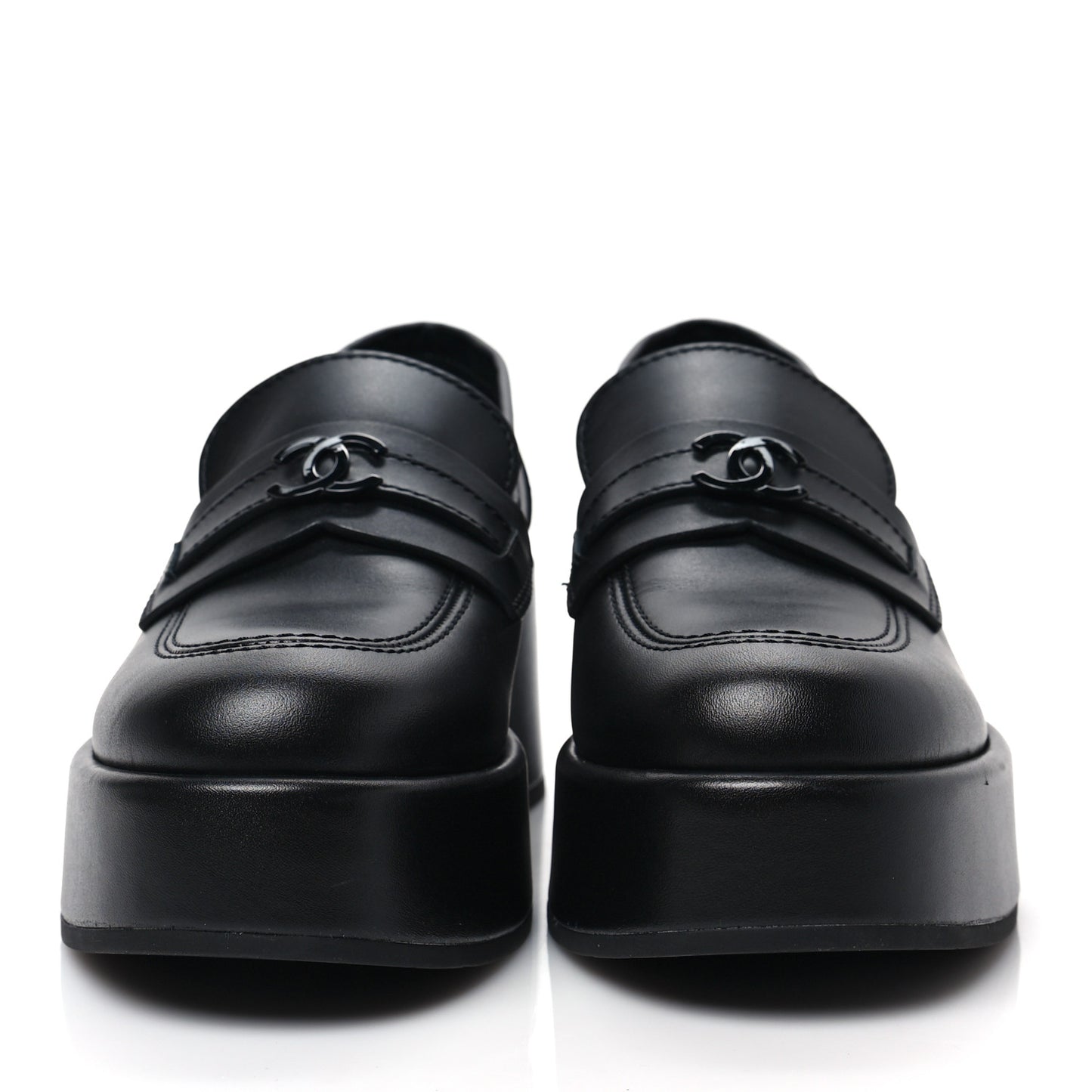 Calfskin CC Platform Loafers 36 Black
