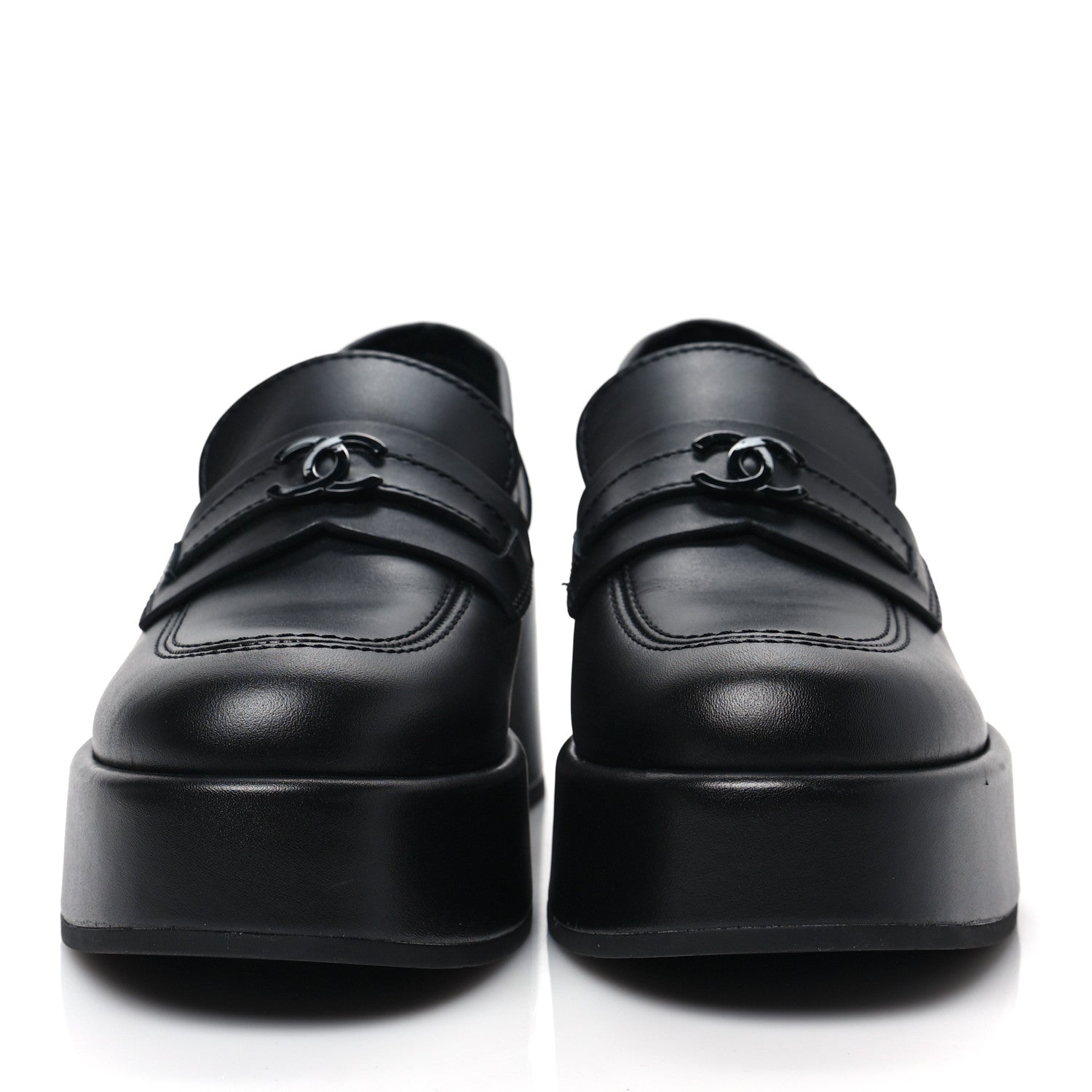 Chanel Calfskin CC Platform Loafers 36 Black 2 of 8