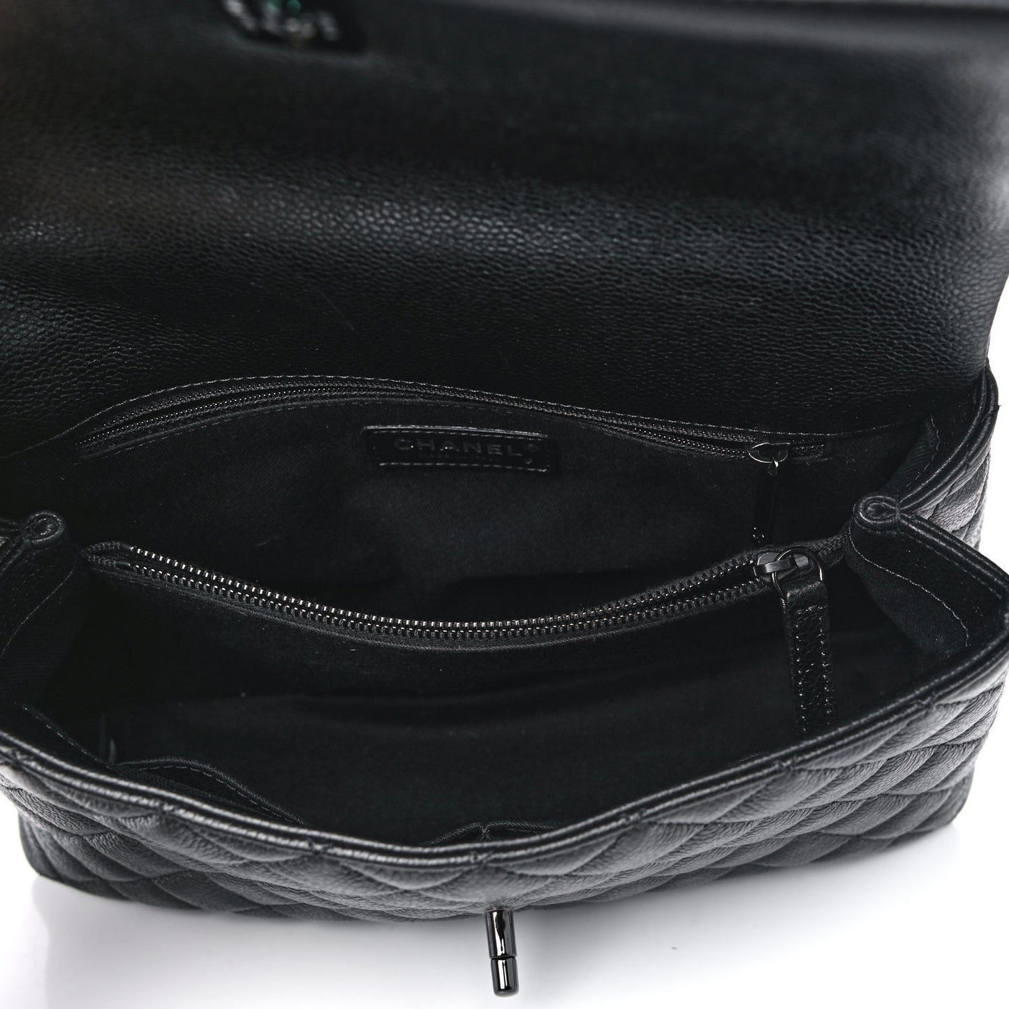 Caviar Quilted Small Coco Handle Flap So Black