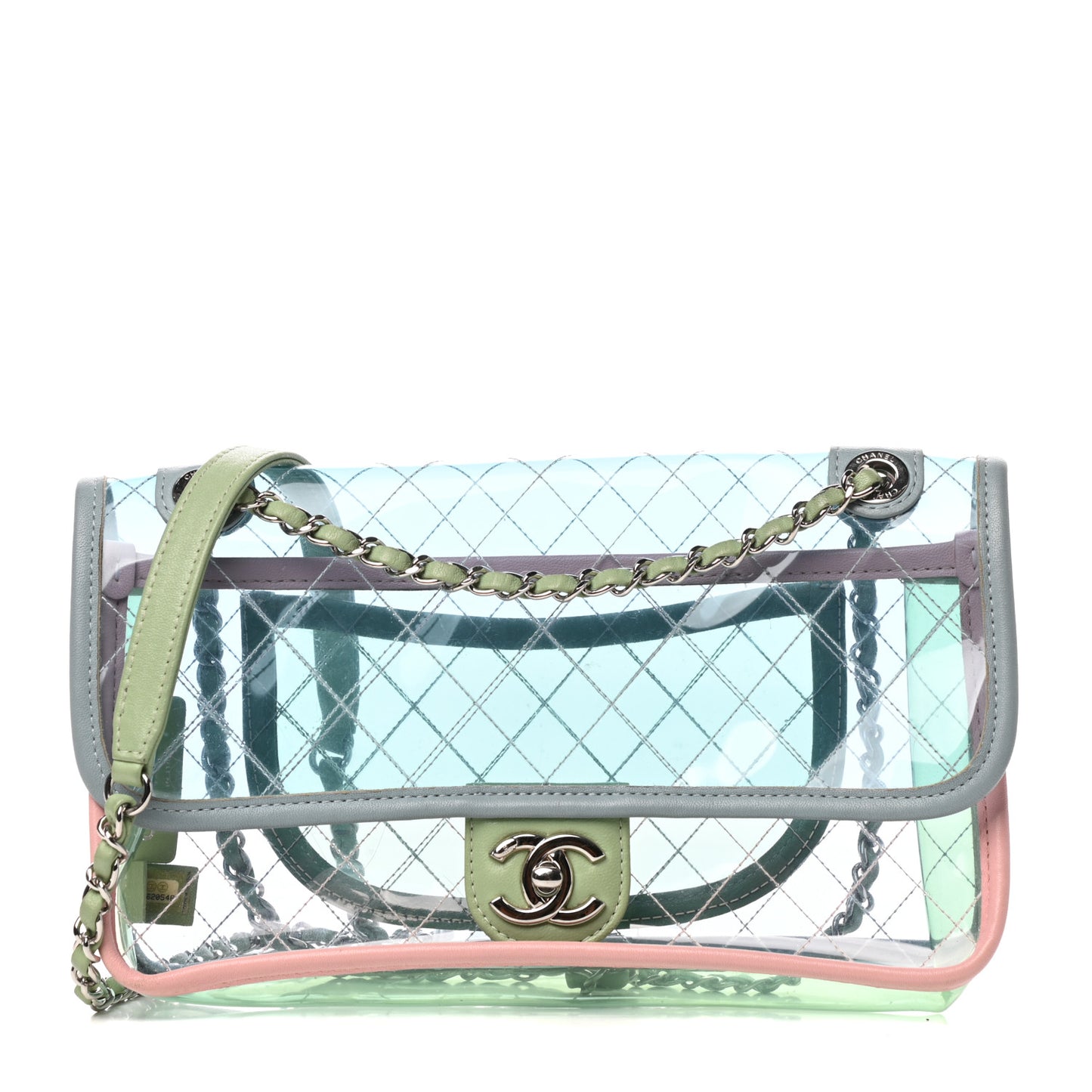 Lambskin PVC Quilted Medium Coco Splash Flap Blue Green