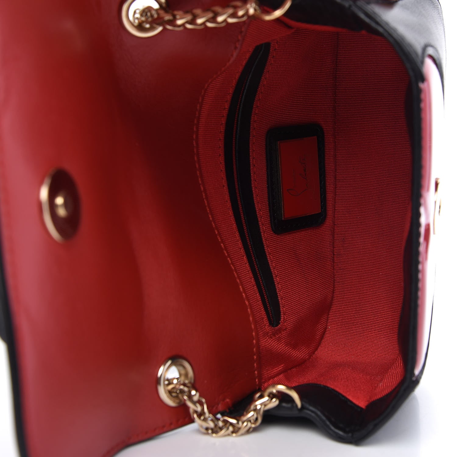 Christian Louboutin Calfskin Heart Sweety Charity Crossbody Bag Black Red 5 of 10