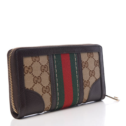 Gucci Monogram Web Rania Bee Star Zip Around Wallet Dark Brown 3 of 7