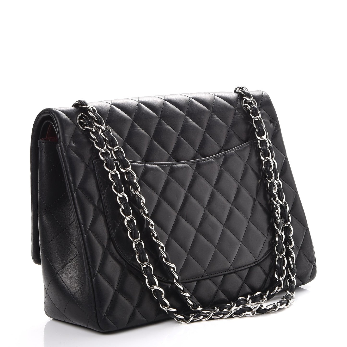 Lambskin Quilted Maxi Double Flap Black