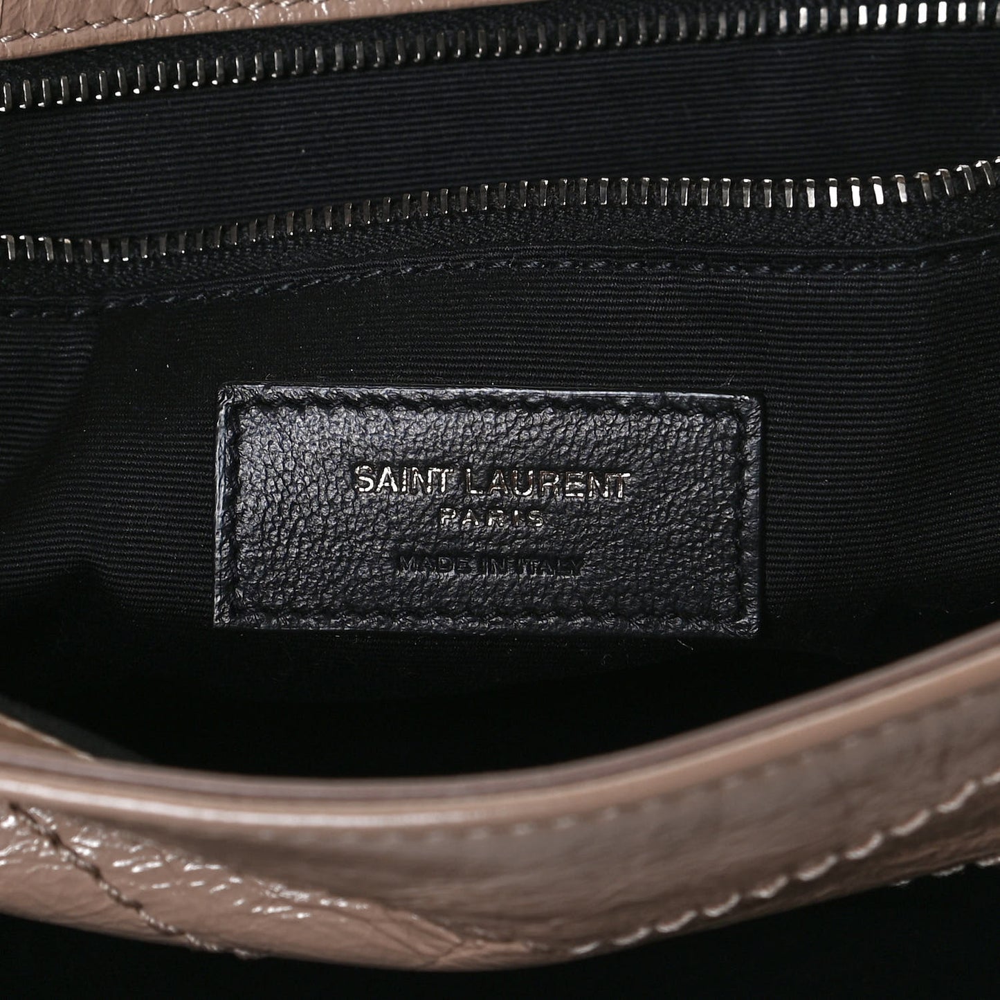 Crinkled Calfskin Matelasse Monogram Medium Niki Chain Satchel Light Taupe