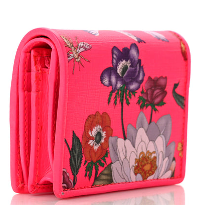 Gucci Calfskin Flora Print Zumi Card Case Fuxia Fluo 3 of 12