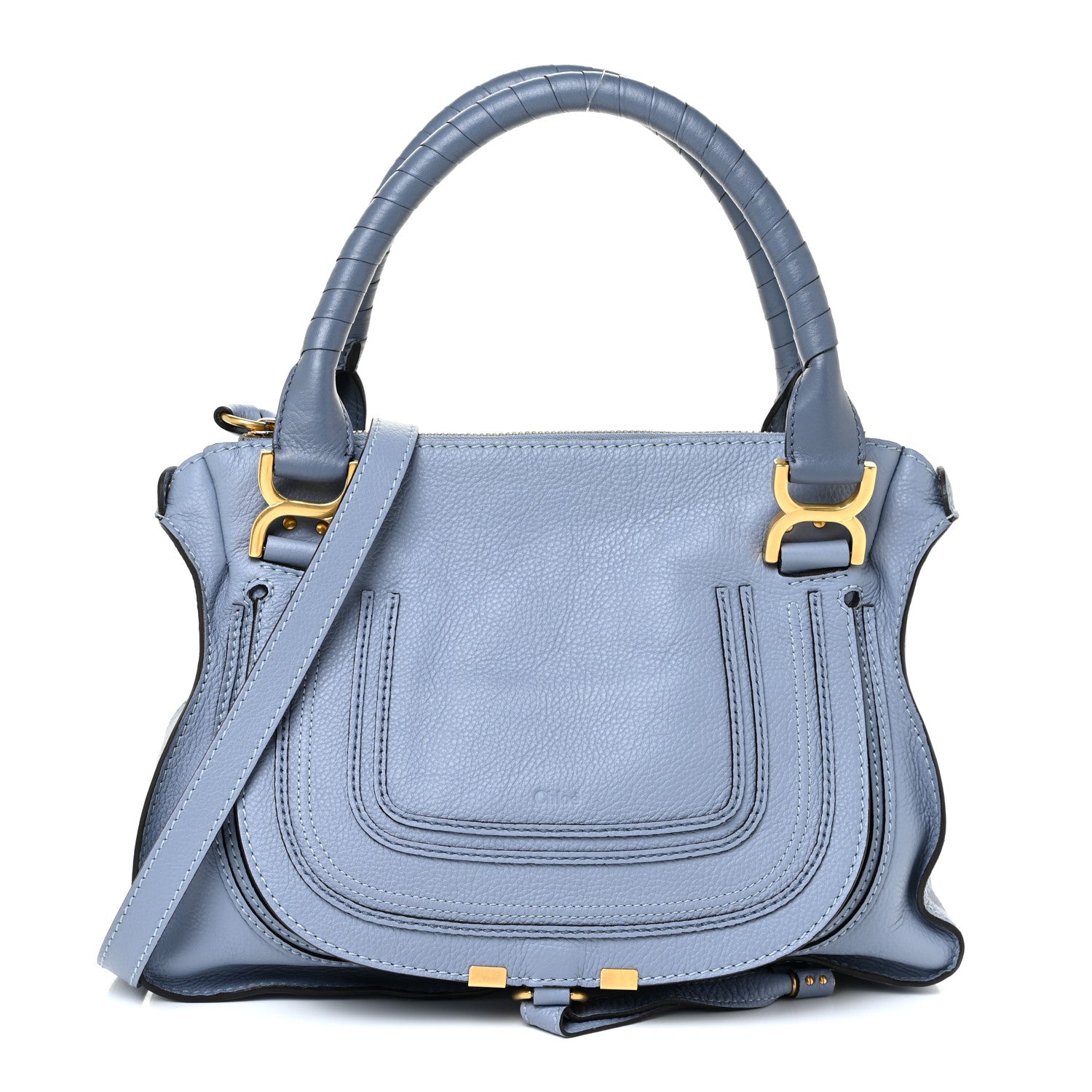 Chloe Calfskin Small Marcie Satchel Washed Blue 1 of 14