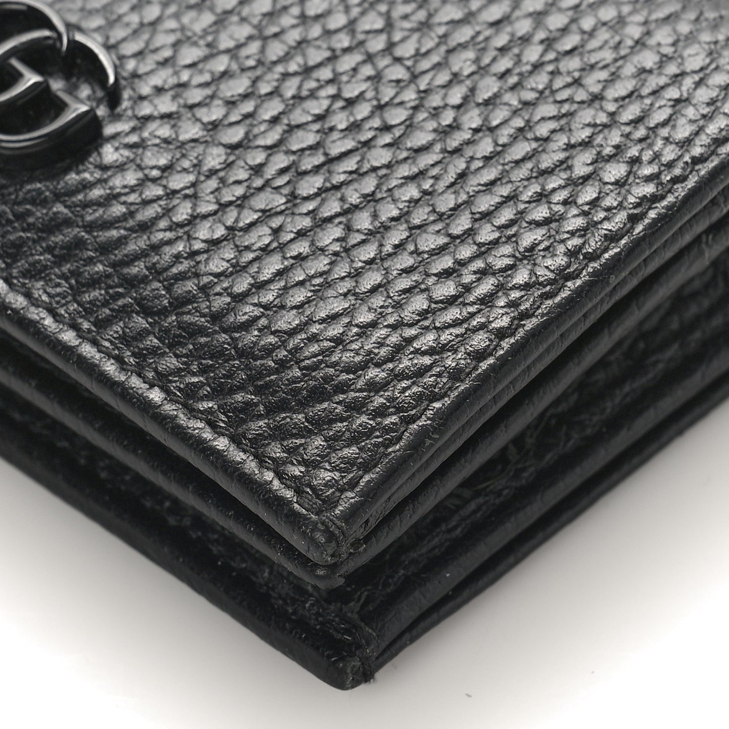 Dollar Calfskin Enamel Monochrome GG Marmont Card Case Black