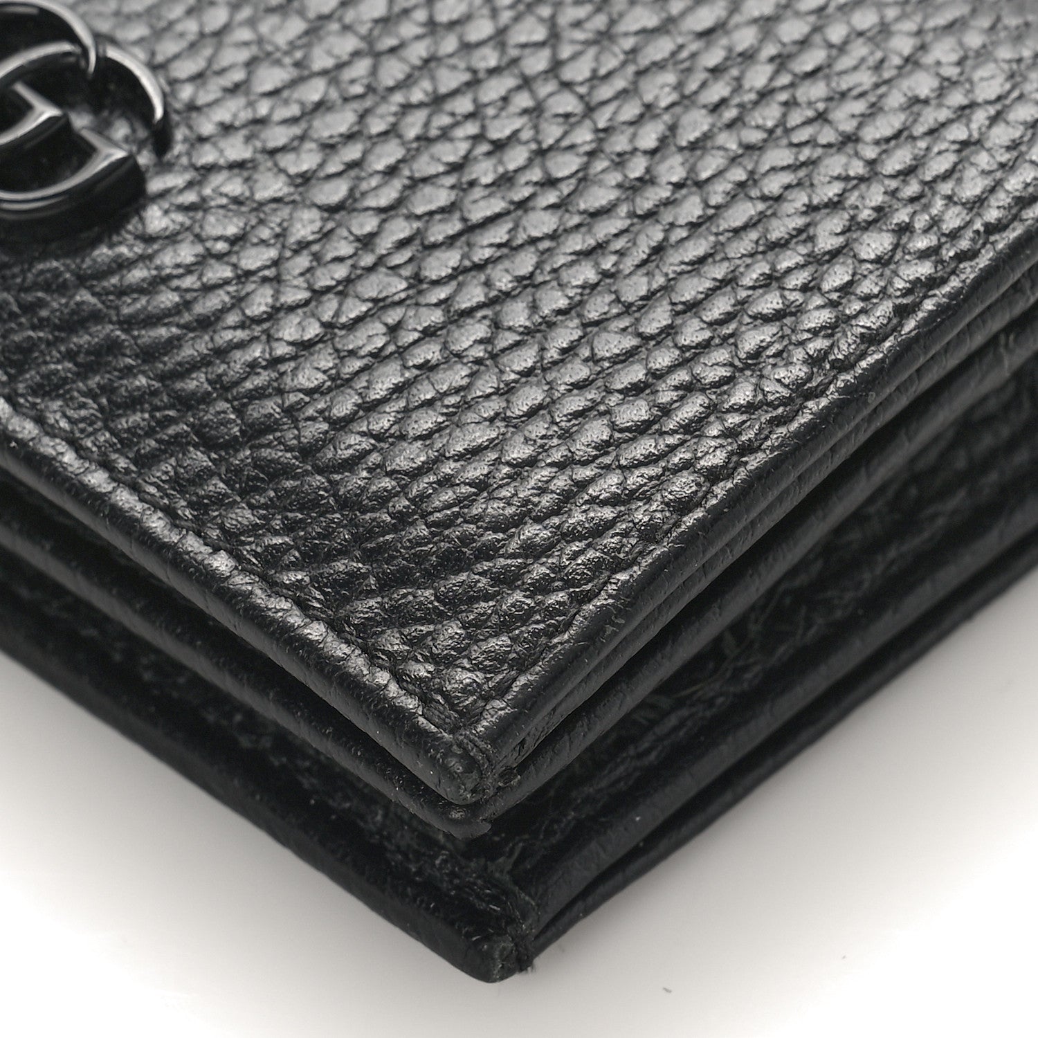 Gucci Dollar Calfskin Enamel Monochrome GG Marmont Card Case Black 8 of 8