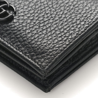 Gucci Dollar Calfskin Enamel Monochrome GG Marmont Card Case Black 8 of 8