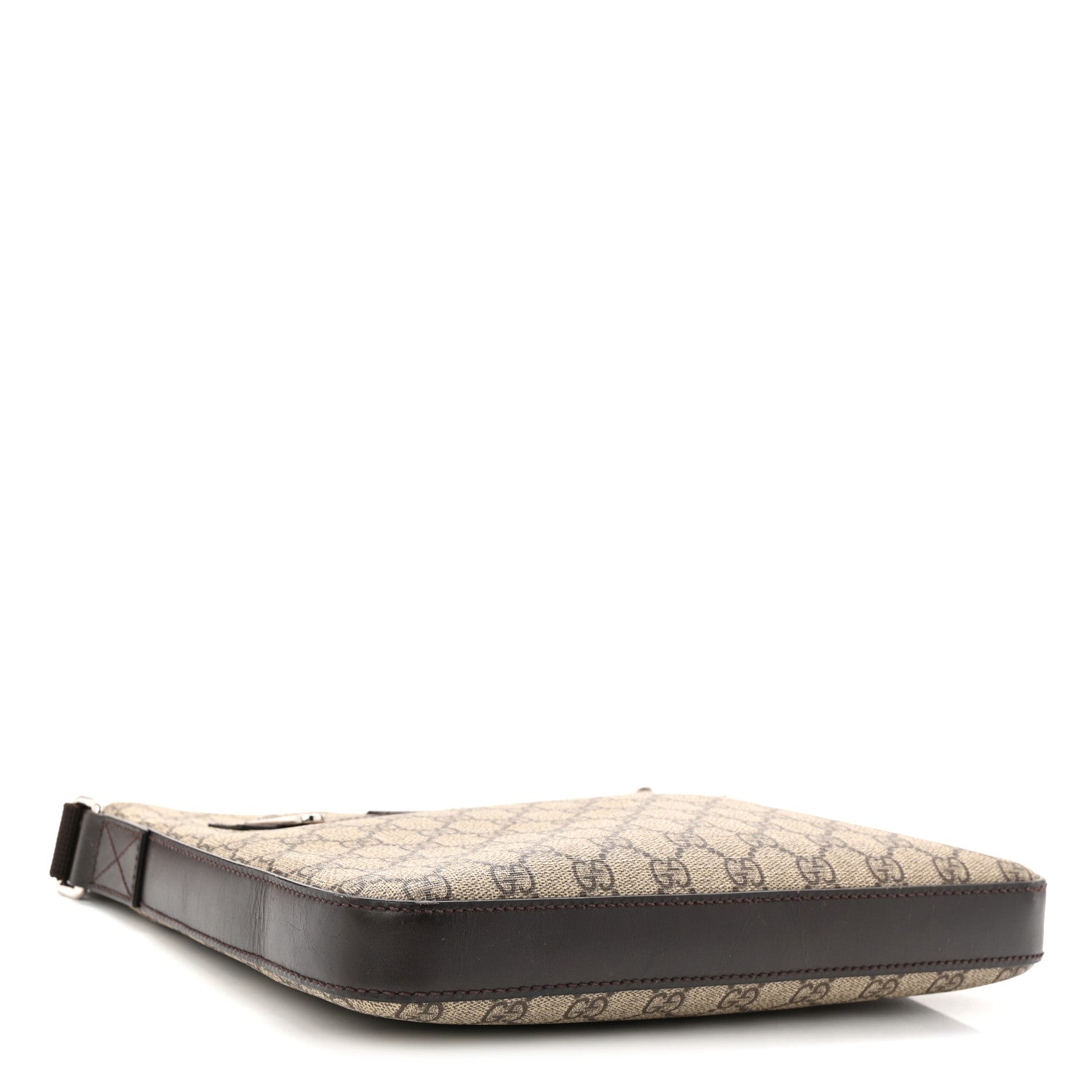 Gucci GG Supreme Monogram Medium Flat Messenger Bag Beige Brown 4 of 10