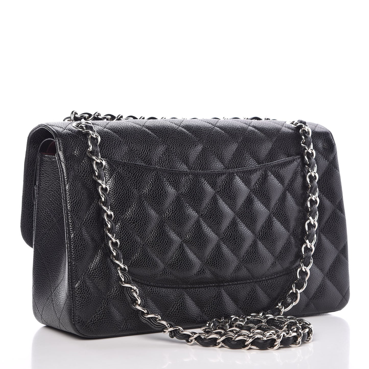 Caviar Quilted Jumbo Double Flap Black