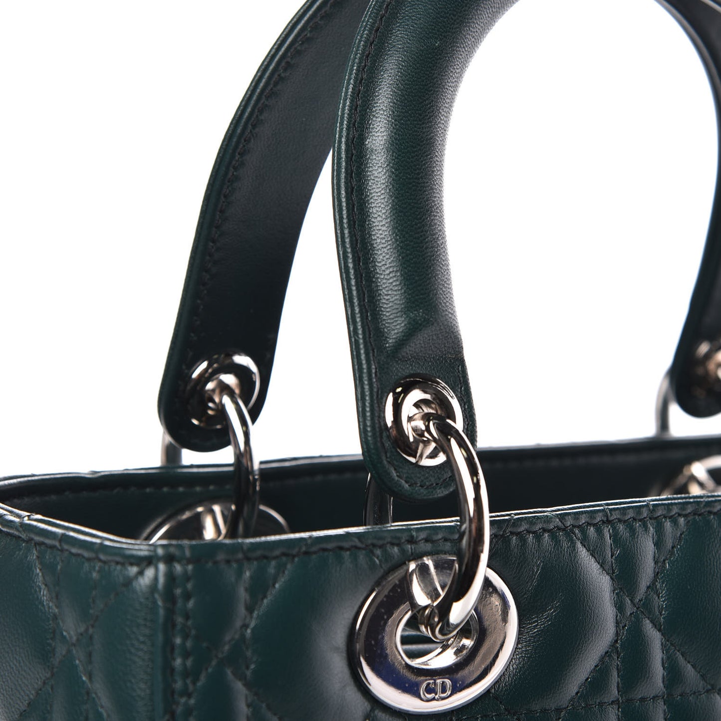 Lambskin Cannage Medium Lady Dior Crystal Strap Green