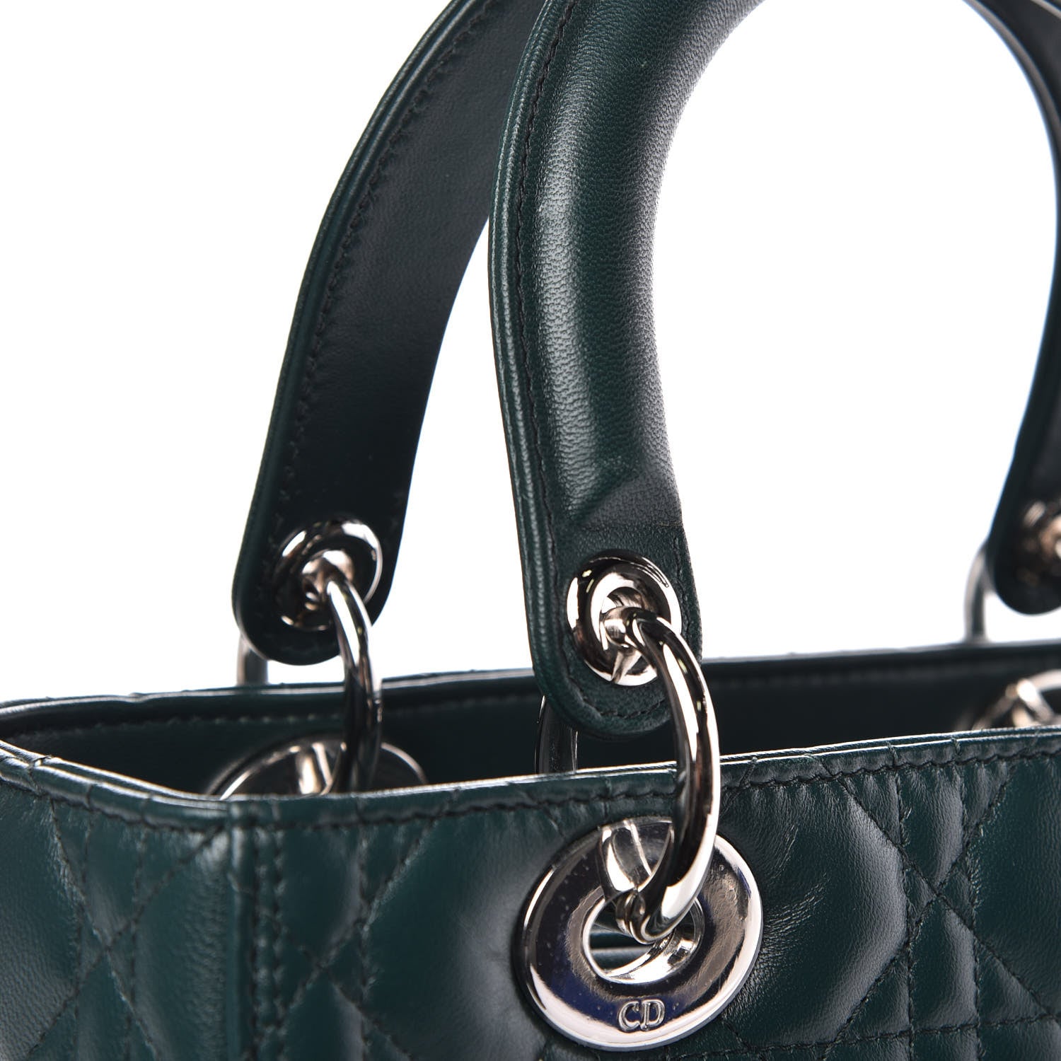 Christian Dior Lambskin Cannage Medium Lady Dior Crystal Strap Green 10 of 11