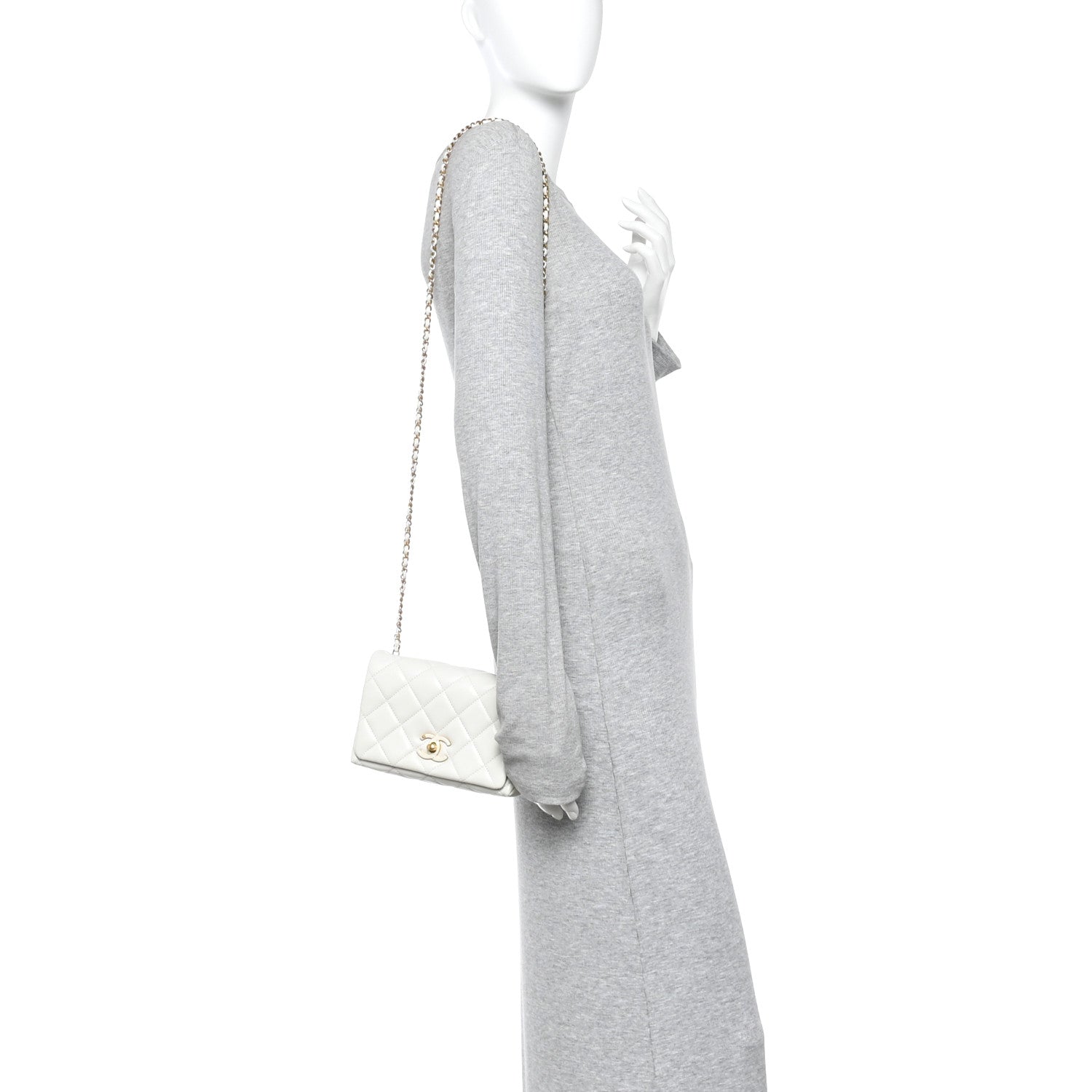 Chanel Shiny Lambskin Quilted Enamel CC Small Flap White 2 of 11
