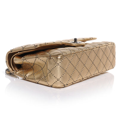 Chanel Metallic Washed Lambskin Quilted Medium Double Flap Dark Gold Black 4 of 8