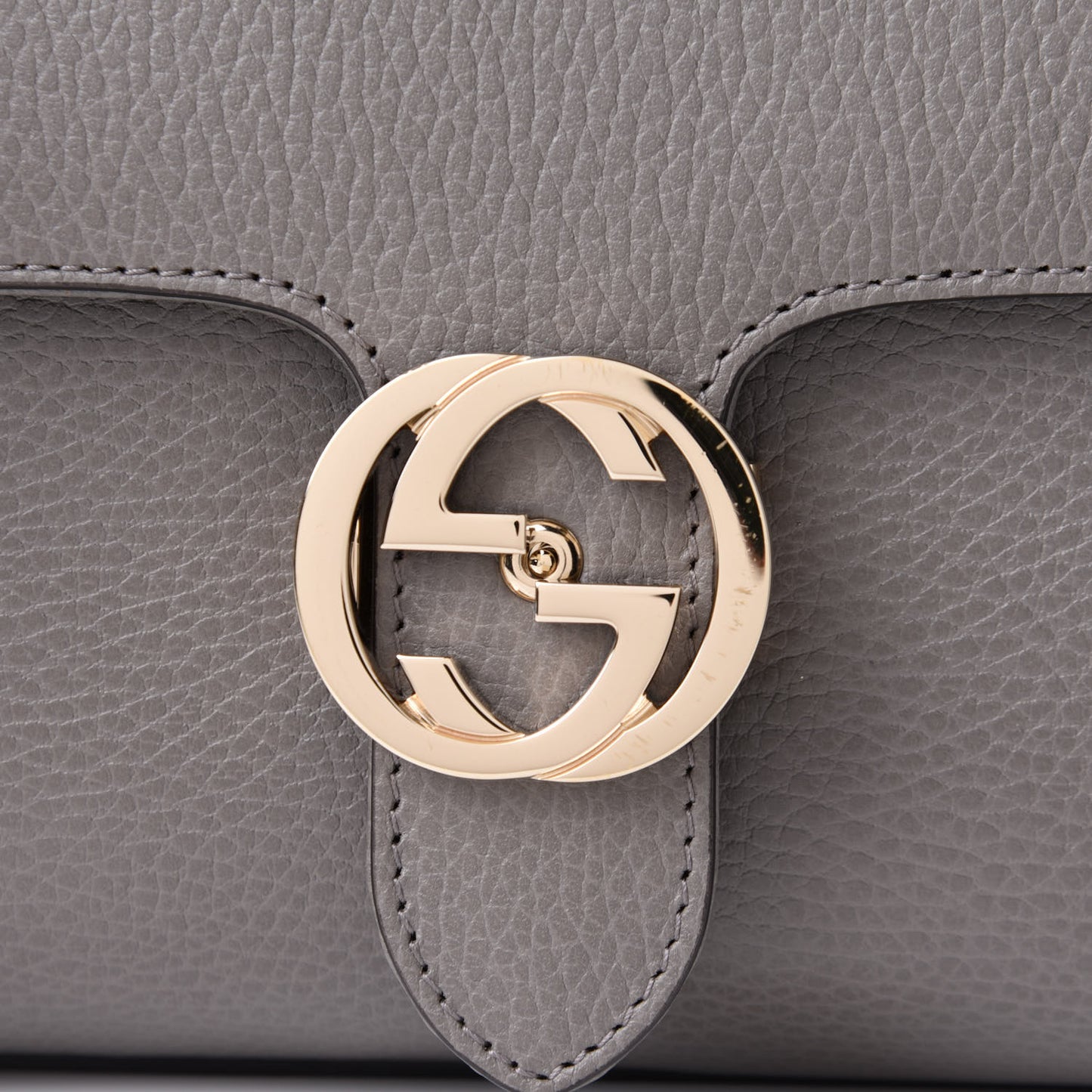 Dollar Calfskin Interlocking G Top Handle Shoulder Bag Loess