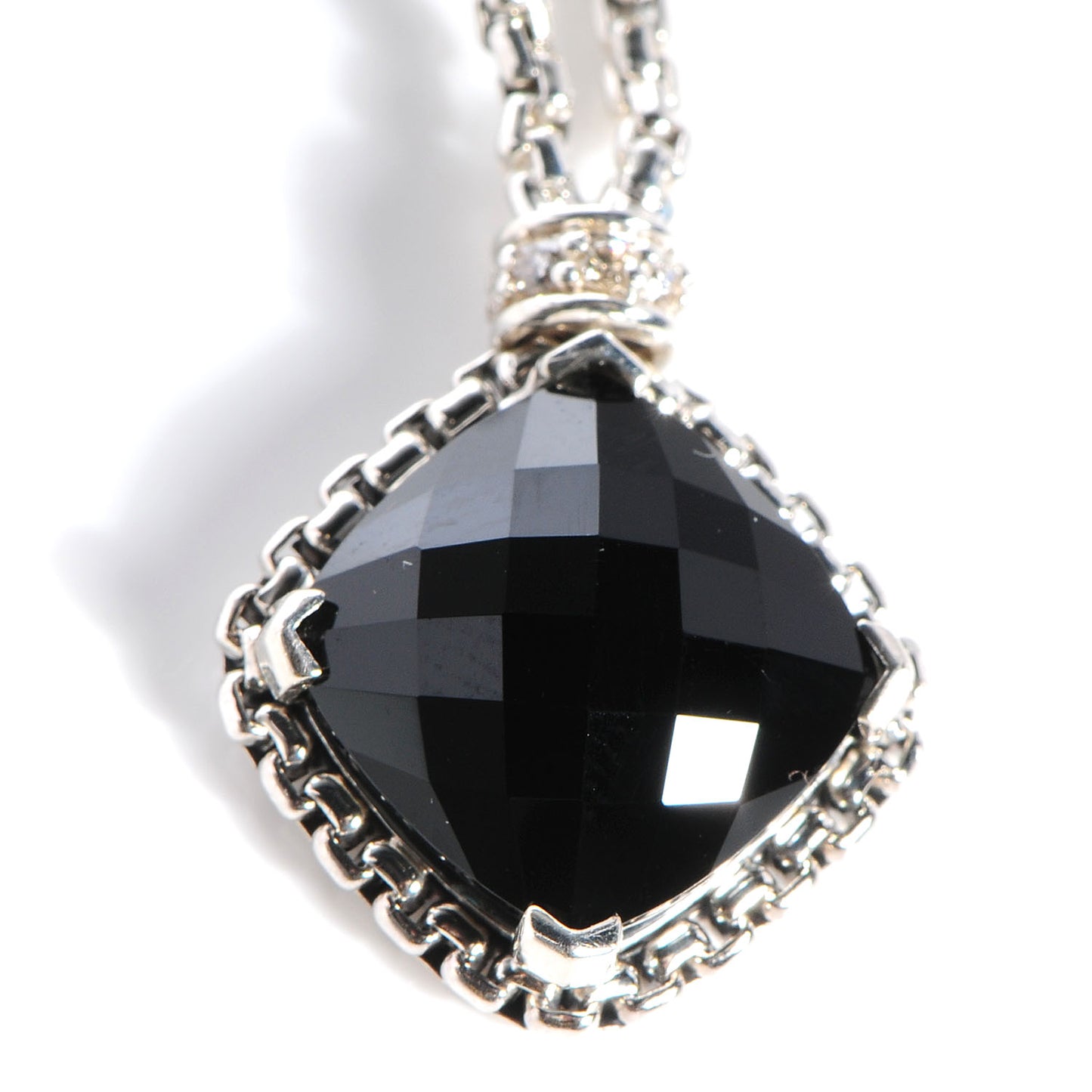 Sterling Silver Black Onyx White Sapphires Drop Earrings