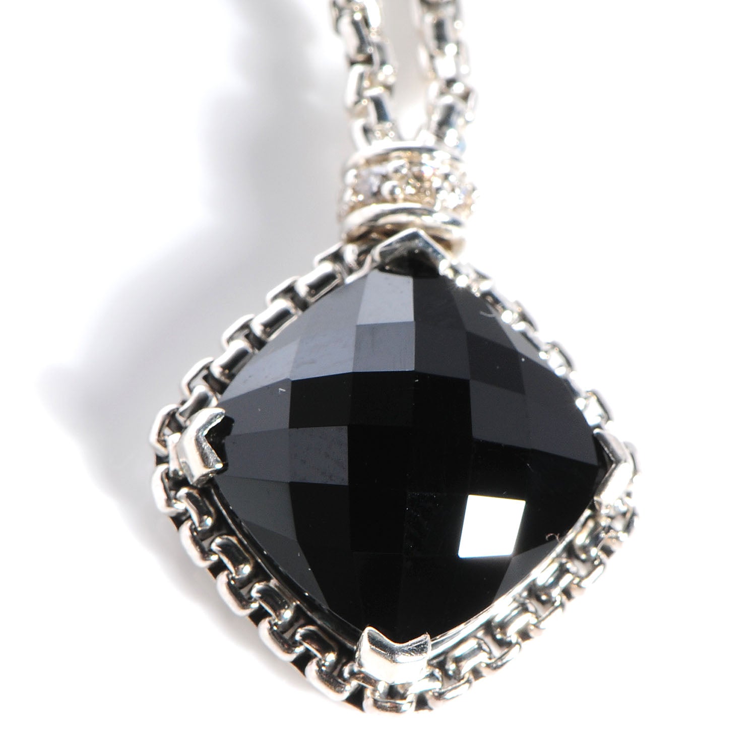 David Yurman Sterling Silver Black Onyx White Sapphires Drop Earrings 4 of 5