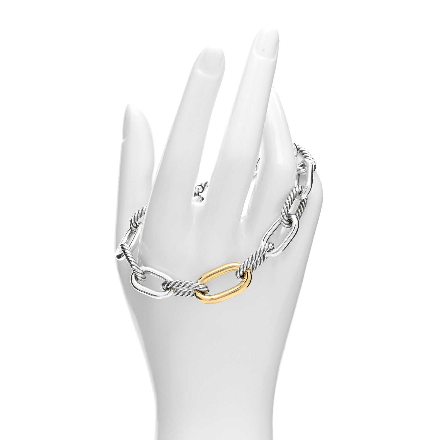 David Yurman Sterling Silver 18K Yellow Gold 11mm Madison Chain Bracelet 2 of 4
