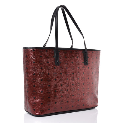 MCM Metallic Visetos Large Anya Shopper Tote Scooter Red 3 of 7