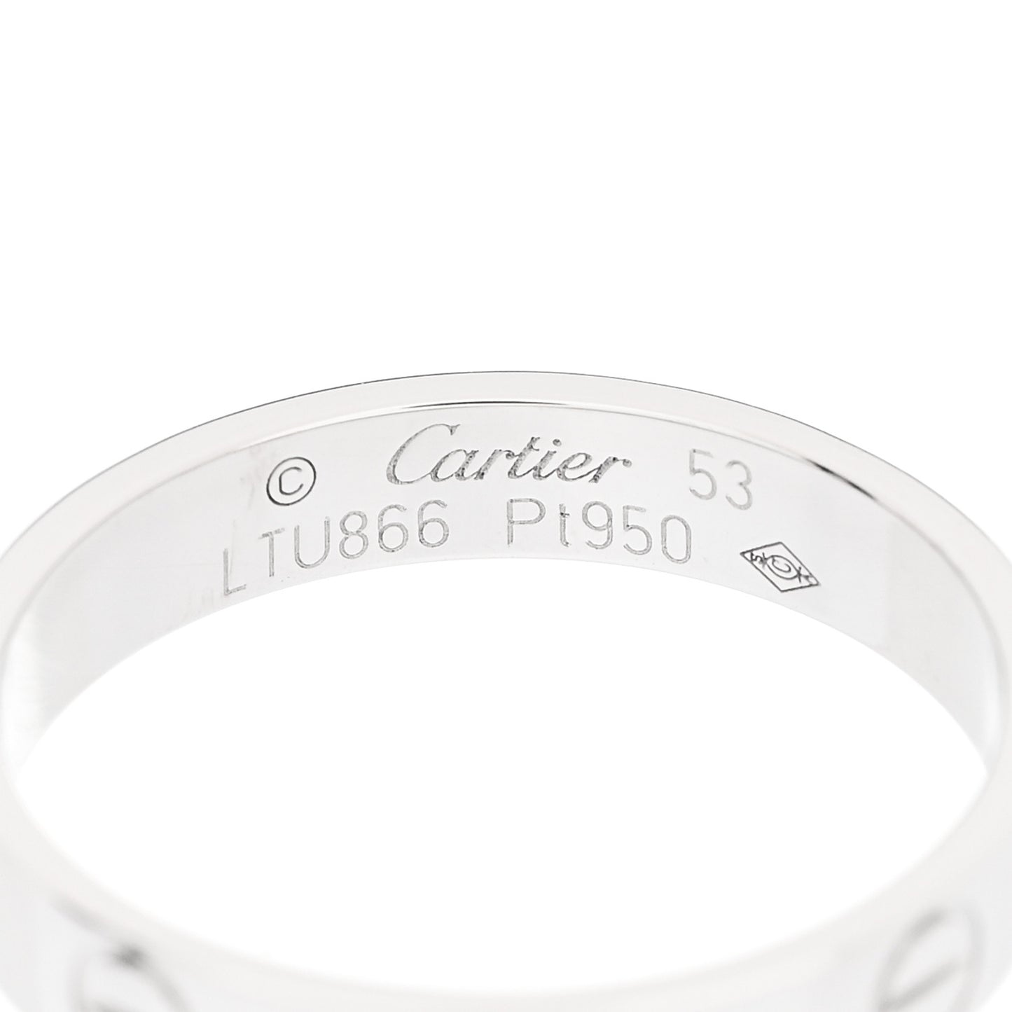 Platinum 3.5mm LOVE Wedding Band Ring 53 6.5